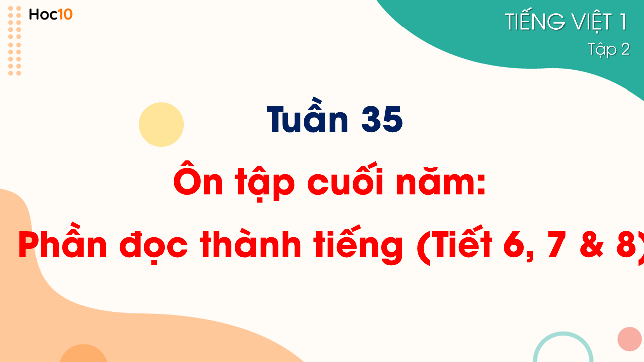 Tuần 35 - Ôn tập cuối năm: Phần đọc thành tiếng (Tiết 6,7&8)