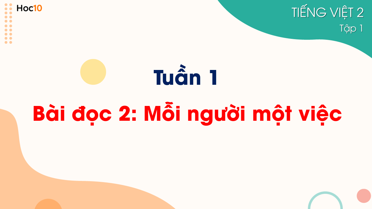 Tuần 1 - Bài đọc 2: Mỗi người một việc