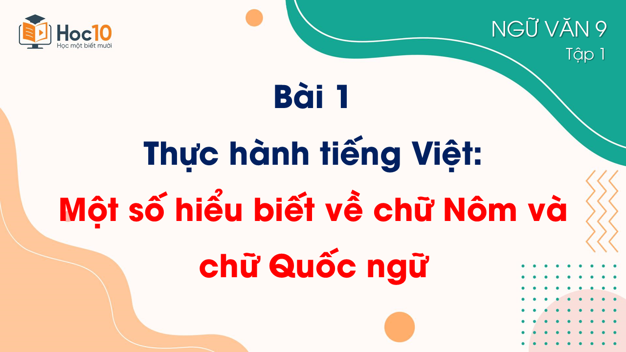 Bài 1_Thực hành tiếng Việt_Một số hiểu biết về chữ Nôm và chữ Quốc ngữ