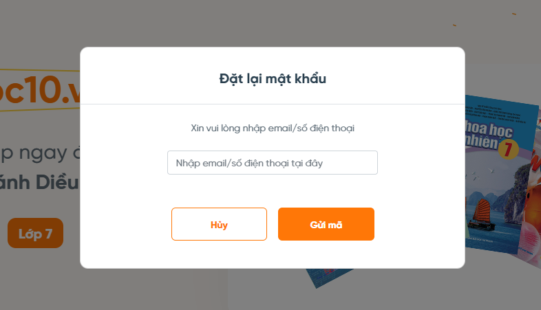 Bước 2: Nhập số điện thoại/email đã đăng ký tài khoản.